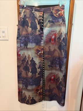 Equestrian Designs Santa Barbara Wild West Rodeo Cowboy Print Snap Front Skirt
